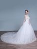 robe de mariée princesse église hall Avec traîne encolure en coeur sans bretelles lacets de dentelle en tulle Tissu de satin ivoire 1m Suppliers