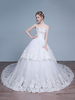 robe de mariée princesse église jardin Avec traîne encolure en coeur sans bretelles lacets de dentelle en tulle Tissu de satin ivoire 1m Suppliers