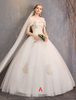Robe de mariée princesse Ivoire dentelle Applique Off lépaule manches courtes robe de mariée