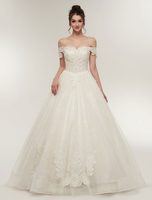robe de mariée princesse princesse col bateau avec perles hors de l