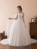 robe de mariée princesse princesse col rond avec fleur et dentelle Tissu de satin en dentelle 40cm et doublure Avec traîne