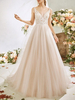 Robe de mariée princesse robe de soirée de mariage col V décolleté boutonné sur dos à traîne
