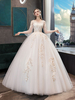 Robe De Mariée Princesse Silhouette Bateau Cou Demi Manches Longueur Sol Robes De Mariée