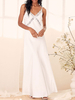 Robe de mariée robe de fiançée col V à bretelle au sol