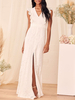 Robe de mariée robe de fiançée col V jupe fendue