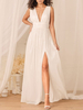 Robe de mariée robe de fiançée col V jupe fendue