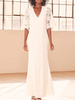 Robe de mariée robe de fiançée col V manche courte