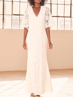 Robe de mariée robe de fiançée col V manche courte