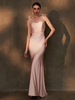 Robe de Mariée Robe Sirène sans Manches Dos Nu Robe avec Traîne Courte Robe de Mariage