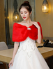 Robe de mariée rouge à capuche en fausse fourrure
