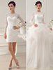 Robe de mariée semi Sheer pour le dentelle Ivoire ligne a strass Milanoo
