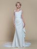Robe de mariée simple à encolure sirène sans manches avec perles 60 cm