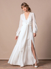 Robe de mariée simple à manches longues en deux pièces