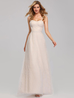 Robe de mariée simple 2021 avec bretelles encolure en coeur A-line longueur au sol Robe de mariage