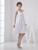 Robe de Mariée Simple 2021 Blanc Court Robe de Mariée Avec Col Rond A-Ligne