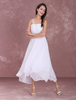 Robe de Mariée Simple 2021 Blanc Sangles Bordé Plissés Court Robe de Mariée