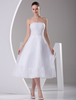 Robe de Mariée Simple 2021 Blanc Sans Bretelles A Ligne Satin Court Robe de Mariage Réception