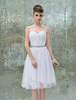 Robe de Mariée Simple 2021 Blanc Sans Bretelles Perles Longueur Genou A Ligne Robe de Mariée Avec Col Coeur