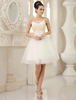 Robe de Mariée Simple 2021 Ivoire A Line Sans Bretelles Dentelle Longueur Genou Tulle Réception Robe de Mariage Milanoo