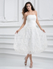 Robe de Mariée Simple 2021 Ivoire Brocart Organza Sans Bretelles Longueur Genou Robe de Mariée