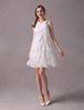 Robe de Mariée Simple 2021 Ivoire Chiffon Robe Cocktail Perlé Courte