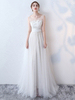 Robe de mariée simple 2021 une ligne bijou cou sans manches noeuds dentelle robes de mariée en tulle