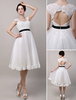 Robe de Mariée Simple 2021 Vintage Chic Rétro Dos Ouvert Dentelle Tulle Longueur Genou Robe de Mariée