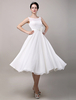 Robe de Mariée Simple 2021 Vintage Rétro Chiffon Longueur Genou Robe de Mariée