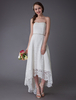 Robe de Mariée Simple 2022 Dentelle Haut Bas Sans Bretelles Asymétrique Court Robe de Mariée