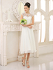 Robe de Mariée Simple 2022 Ivoire Dentelle Chiffon Robe Plage de Mariée Perlé Milanoo