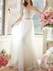 Robe de mariée simple 2022 une ligne col en V sans manches rez-de-longueur robes de mariée en dentelle