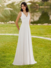 Robe de mariée simple A-ligne Col en V Boutons sans manches Robes de mariée