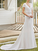 Robe de mariée simple A-ligne col en V manches courtes dentelle robes de mariée personnalisation gratuite