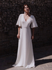 Robe de mariée simple A-ligne col en V manches courtes robes de mariée en dentelle