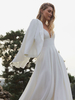 Robe de mariée simple A-ligne Col en V Robes de mariée sans manches