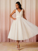 Robe de mariée simple A-ligne Col en V Robes de mariée sans manches