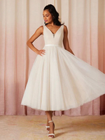 Robe de mariée simple A-ligne Col en V Robes de mariée sans manches