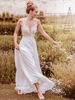 Robe de mariée simple A-line en V-col