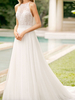 Robe de Mariée Simple Avec Train Robe Trapèze Col V Sans Manches En Dentelle Robes de Mariage Top Transparant