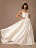 Robe de Mariée Simple Avec Traîne en Tissu Satiné sans Manches Robes de Mariage Robe Trapèze Robe Chic