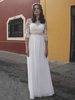 Robe de mariée simple blanche A-ligne bijou cou demi-manches dos nu en mousseline de soie robes de mariée en dentelle