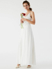 Robe de mariée simple blanche A-ligne col en V sans manches dos nu robes de mariée en dentelle