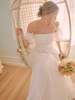 Robe de mariée simple blanche A-ligne hors de lépaule en mousseline de soie sans bretelles longues robes de mariée