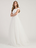 Robe de mariée simple blanche col bateau haut en satin jupe plissée en tulle à traîne Robe de mariage