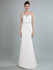 Robe de mariée simple blanche crêpe élastique col en coeur longueur au sol robe de mariage
