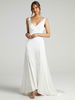 Robe de mariée simple blanche en chiffon A-Line Col V décolleté Robes de mariage