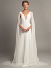 Robe de mariée simple blanche en tissu satiné col en V sans manches volants une ligne longues robes de mariée
