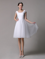Robe de mariée simple blanche en tulle longueur au genou Robe de mariage