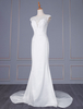 Robe de mariée simple blanche gaine illusion décolleté sans manches taille naturelle dentelle robes de mariée