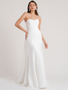 Robe de mariée simple blanche gaine sans bretelles boutons sans manches train chapelle robes de mariée en satin mat
